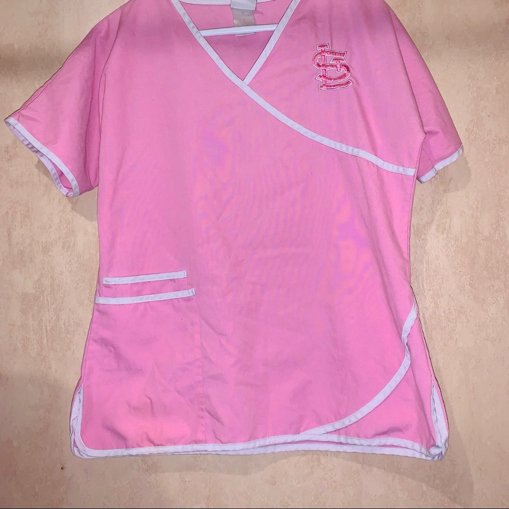 NWOT Pink STL Cardinals Size S Women’s Scrub Top
